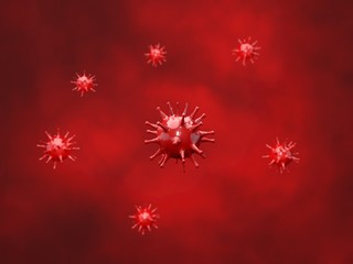Naklejka na ściany i meble Microcosm virus in the blood. Abstract image. 3d render illustration.
