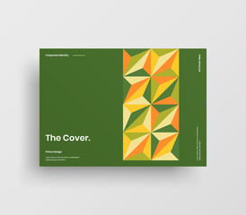 Creative business presentation vector A4 horizontal orientation front page mock up. Modern corporate report cover abstract geometric illustration design layout. Company identity brochure template.