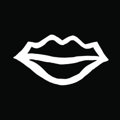  Vector illustration. Close-up of abstract devil / octopus lips on black isolated background. Cover design, clothes print.