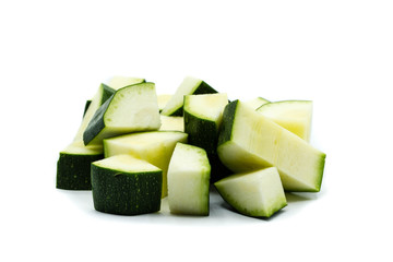 slices of zucchini isolated on white background