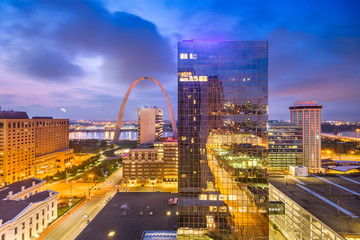 St. Louis, Missouri, USA Cityscape at Dusk - obrazy, fototapety, plakaty