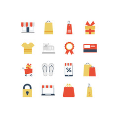 set of icon shopping, e-commerce on white background