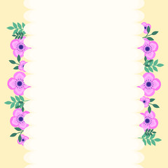 Fototapeta na wymiar This is background with flowers, leaf. Cute vector card. Could be used for flyers, banners, postcards, holidays decorations, spring holidays, Women’s Day, Mother’s Day, wedding.