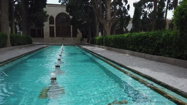 Kushak, central pond, Fin Garden - Bag-e Fin Persian garden, Kashan city, Kavir desert, Iran, Western Asia, Asia, Middle East, Unesco World Heritage Site
