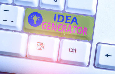 Conceptual hand writing showing Idea Generator. Concept meaning process of creating developing and...