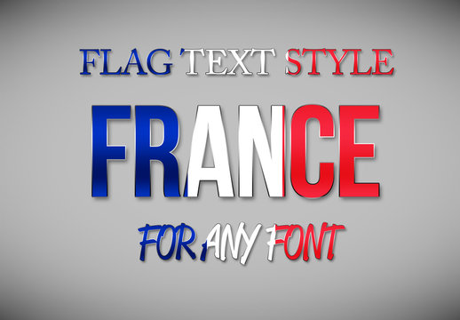 France Flag Color Text Style Mockup
