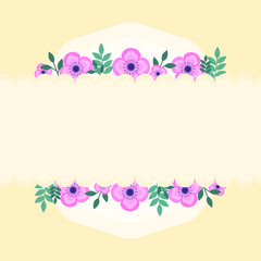 This is background with flowers, leaf. Cute vector card. Could be used for flyers, banners, postcards, holidays decorations, spring holidays, Women’s Day, Mother’s Day, wedding.