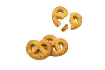 Christmas Danish style butter cookies biscuit isolated on white background . Snack for Season's greetings.