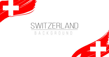 Switzerland flag brush style background with stripes. Stock vector illustration isolated on white background.