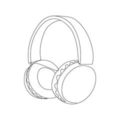 Headphones one line drawing on white isolated background. Vector illustration 