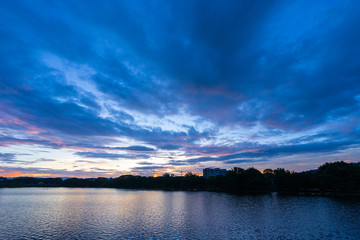 Sky sunset over the lake in Thailand