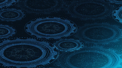 Digital Technology Gears wheel and Cock on Technology Background,vector