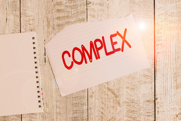 Conceptual hand writing showing Complex. Concept meaning the significant ideas that are completely...