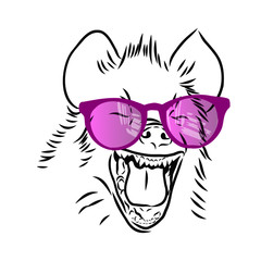 laughing hyena in rainbow glasses