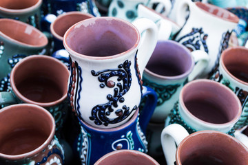 Ceramic objects at the Bucharest Christmas market.