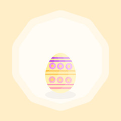 This is Easter egg on yellow background. Cute cartoon illustration.