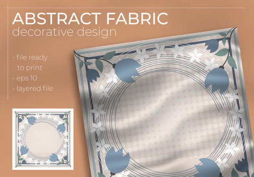 Abstract Fabric Decorative Design with Realistic Mock up for Printing Production. Hijab , Scarf , Pillow , etc.