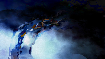 Fototapeta na wymiar Blue Black and White Watercolor Background Texture Image