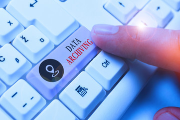 Word writing text Data Archiving. Business photo showcasing to secure and to store data for long term retention