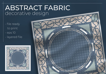 Abstract Fabric Decorative Design with Realistic Mock up for Printing Production. Hijab , Scarf , Pillow , etc.