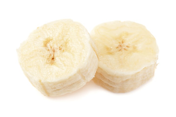 fresh sliced banana isolated on white background