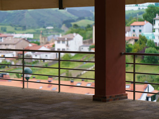 Cityscape of Zumaia in summer day. View from above from balcony. Lifestyles concenpts.