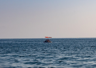Black Sea of Sochi riding high-speed boats on a hot summer day