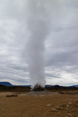 Steaming fumarole, solfatara in Hveraroend, also Hverir or Namaskard, geothermal area, North...