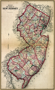 Map of New Jersey from antique atlas dated 1873