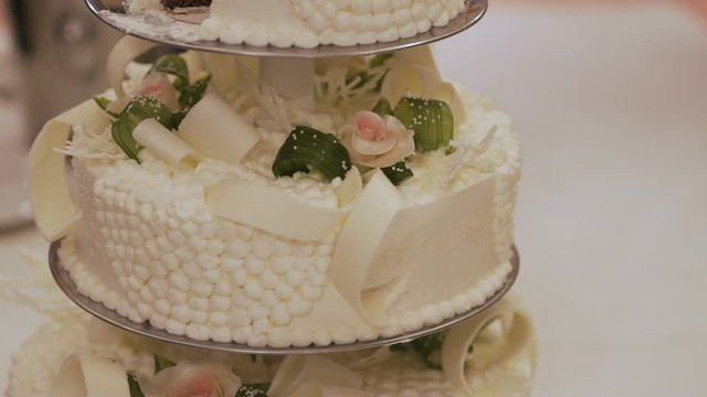 wedding cake during wedding recetion