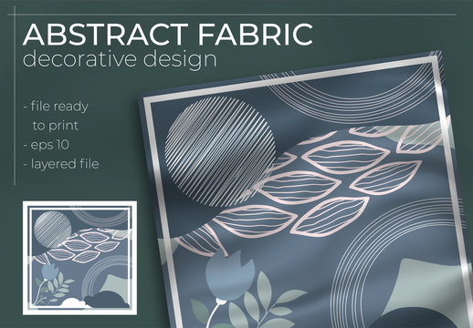 Abstract Fabric Decorative Design with Realistic Mock up for Printing Production. Hijab , Scarf , Pillow , etc.