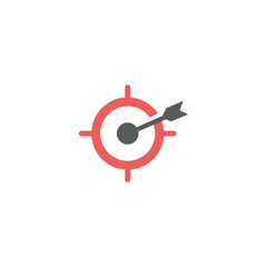 Target icon logo design for business or sport with arrow symbol. Goal Logo.