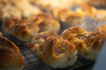 Freshly baked potato patties on a plate. Shallow depth of field
