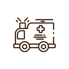 cartoon ambulance icon, line style