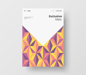 Fototapeta premium Amazing business presentation vector A4 vertical orientation front page mock up. Modern corporate report cover abstract geometric illustration design layout. Company identity brochure template.