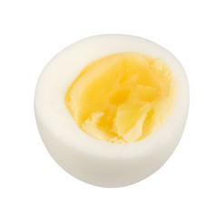 half of chicken egg isolated on white
