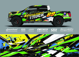 Truck wrap design vector illustration. Modern sport graphics. Abstract stripe racing and grunge background for wrap all vehicle, race car, rally, adventure vehicle and car livery.