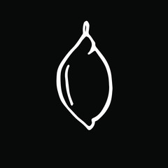  Vector illustration. Close-up of fruit lemon on a black isolated background. Cover design, clothing print.