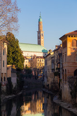 Fototapeta premium View of the the Basilica Palladiana in Vicenza, Italy. The city of Palladio, from the name of the architect who designed most of his works here in the late Renaissance