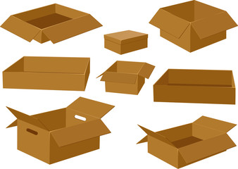 Vector illustration of cardboard boxes isolated on white background