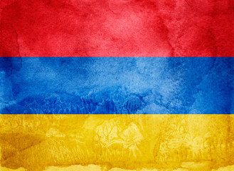 Watercolor flag on background. Armenia