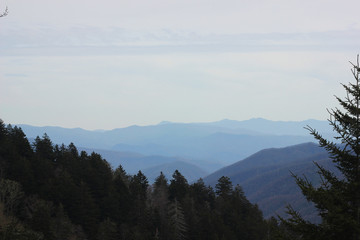 Light Blue Layers of Mountain Tops in the Distance