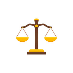 Justice libra icon in a flat design. Vector illustration