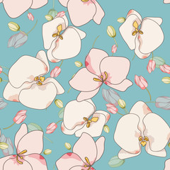 White Flower Watercolor Vector Seamless Pattern. 