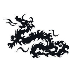 Asian dragon vector flat silhouette 