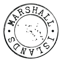 Naklejka na ściany i meble Marshall Islands Map Silhouette Postal Passport Stamp Round Vector Icon Design Travel