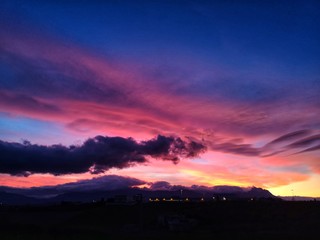 sunset in the mountains of gran sasso