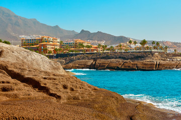 Fototapeta premium Tenerife island landscape. Ocean bay. Seaside resort.