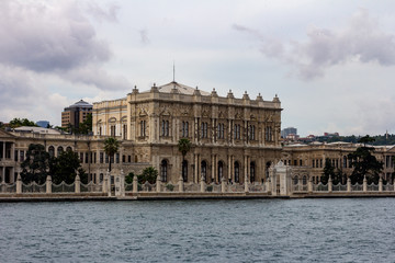 Fototapeta na wymiar June 19, 2019 - Istanbul, Turkey - View of the Dolmabahçe Palace on the banks of the Bosphorus Strait