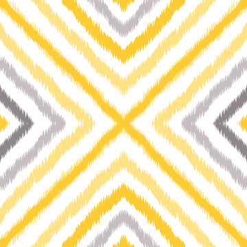 Yellow Batik Repeat Vector Seamless Pattern. Boho 